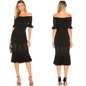 Alexis Womens Sheira Black Midi Dress - Size Medium